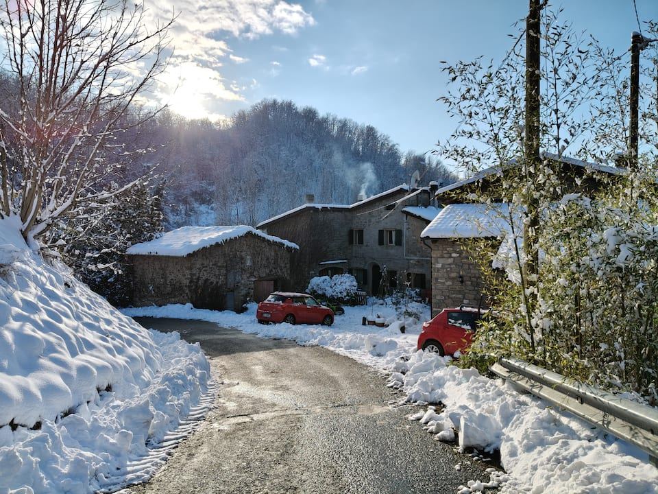 The hamlet under snow in winter